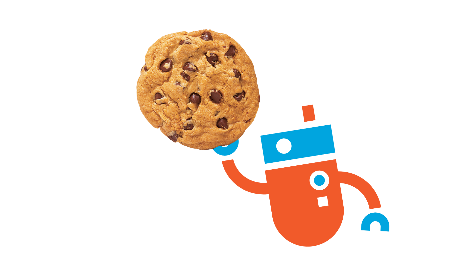 Qbot holding a cookie